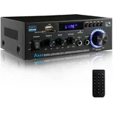 HiFi-Audioverstärker für zu Hause, Bluetooth-Empfänger 5.0, Doppelkanal-Lautsprecherverstärker, 400 Wx2, mit Fernbedienung und Mini-Display für Heimkino-Audio-Systeme