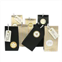 Frau WUNDERVoll Kalender zum Selbstbasteln Adventskalender Weihnachtszeit, Blockbodenbeutel matt schwarz und schwarz