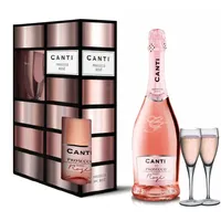 Canti - Prosecco D.O.C. Millesimato, Rosé sekt extra Trocken 11%, Geschenkpackung mit zwei gläsern, italienische Glera und Pinot Noir Rebsorten aus Veneto, frischer und süßer Geschmack, 1x750 ml