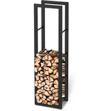 holz4home® Kaminholzregal aus Metall Schwarz inkl. Ofenhandschuh 45x30x170cm