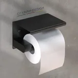 husman® Toilettenpapierhalter ohne Bohren | Klorollenhalter aus hochwertigem Edelstahl Matt-Schwarz mit Ablage | Toilettenpapierhalter schwarz Klopapierhalter ohne Bohren WC Papier Halterung