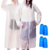 VIVIIHOO 2 Stück Regenponcho Regencape Transparent | Einmal Regenponcho Einweg Regenmantel Durchsichtig | Regenponcho Festival Kostüm Camping Zubehör | Unisex Regenbekleidung für Erwachsene & Kinder