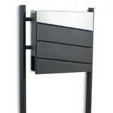 BITUXX Design Standbriefkasten MS-18435 Zeitungsfach Anthrazit Graphit Optik und Edelstahl Einwurf