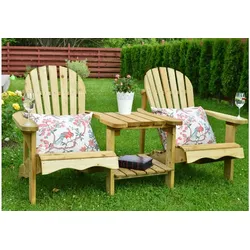 Gartensessel Set Koblenz - Natur - 173 x 90 x 92 cm - aus Fichte