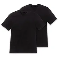 SCHIESSER T-Shirt 2er Pack - 1/2 Arm, Unterhemd, V-Ausschnitt, Schwarz