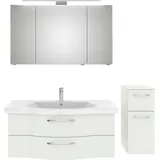 Saphir Badmöbel-Set »6005 Sprint 3-teilig, Keramik-Waschtisch mit LED-Spiegelschrank«, (4 St.), Unterschrank, inkl. Türdämpfer, 4 Türen, 3 Schubladen, Bad-Set, weiß