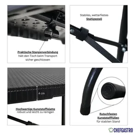 chefgastro Buffettisch Gartentisch 180 x 74 x 74 cm Schwarz