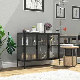 VCM Standvitrine Floka 100 x 35 x 80 cm Schwarz