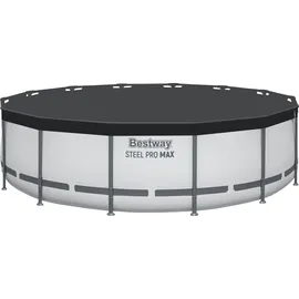 BESTWAY Steel Pro Max Frame Pool Set 427 x 107 cm lichtgrau inkl. Filterpumpe + Poolleiter + Abdeckplane