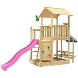 Jungle Gym Spielturm JUNGLE GYM "Keep", pink (fuchsia), Spieltürme, KinderB:419cm H:307cm T:181cm, Holz, Spielanlage mit Mini Market und Rutsche mit Wasseranschluss, B:419cm H:307cm T:181cm