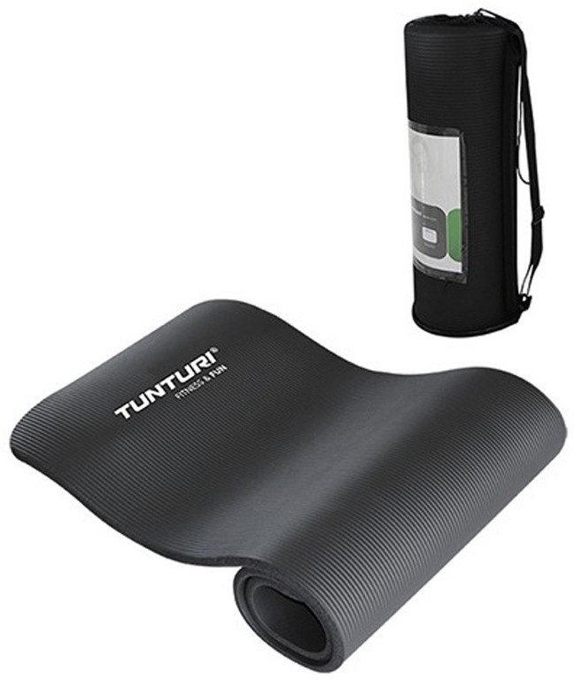 Tunturi Fun Fitnessmatte mit Tasche schwarz Fitnessmattengröße - Länge 180-190cm, Breite bis 60cm, Fitnessmattenstärke - 1,5cm,