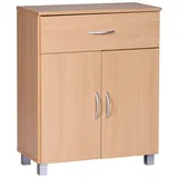 furnicato Sideboard 60x75x30 cm Buche mit 2 Türen und Schublade (1 St) braun
