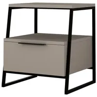 Woody fashion Nachttisch Pal- 50x45 cm schwarz/grau - Grau/Schwarz
