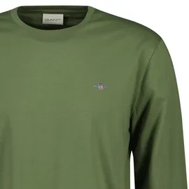 GANT Herren Longsleeve - REGULAR SHIELD LS, Shirt, Rundhals, Langarm, Baumwolle Grün (Dry Herb) M