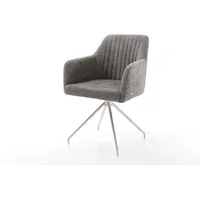 DeLife Esszimmerstuhl Greg-Flex Bouclé Grau Kreuzgestell konisch Edelstahl Taschenfederkern,