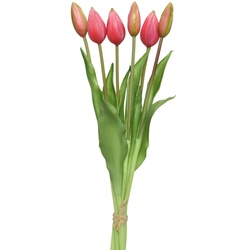 Tulpenbund mit 6 Blüten - Kunstblumen - H: 40cm - rosa