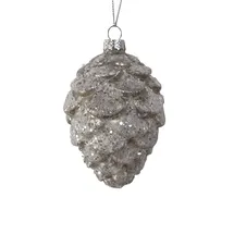 Hti-Living Christbaumschmuck in Zapfenform Weiß Glitzer