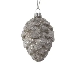 Hti-Living Christbaumschmuck in Zapfenform Weiß Glitzer