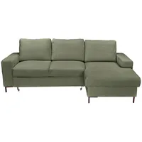 Carryhome Ecksofa, Olivgrün, Textil, 3-Sitzer, Füllung: Schaumstoffflocken, Ottomane rechts, L-Form, 240x150 cm, Liegefunktion, seitenverkehrt erhältlich, Schlafen auf Sitzhöhe, Rücken echt, haustierfreundlicher Bezug, Wohnzimmer, Sofas & Couches, Wohnlandschaften, Ecksofas
