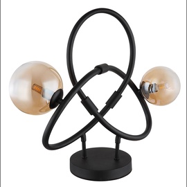 GLOBO LED Tischlampe Retro Wohnzimmerlampe Edison Tischleuchte amber schwarz 2 flammig