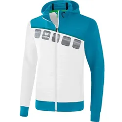 ERIMA Trainingsjacke mit Kapuze 5-C, white/oriental blue/colonial blue, M