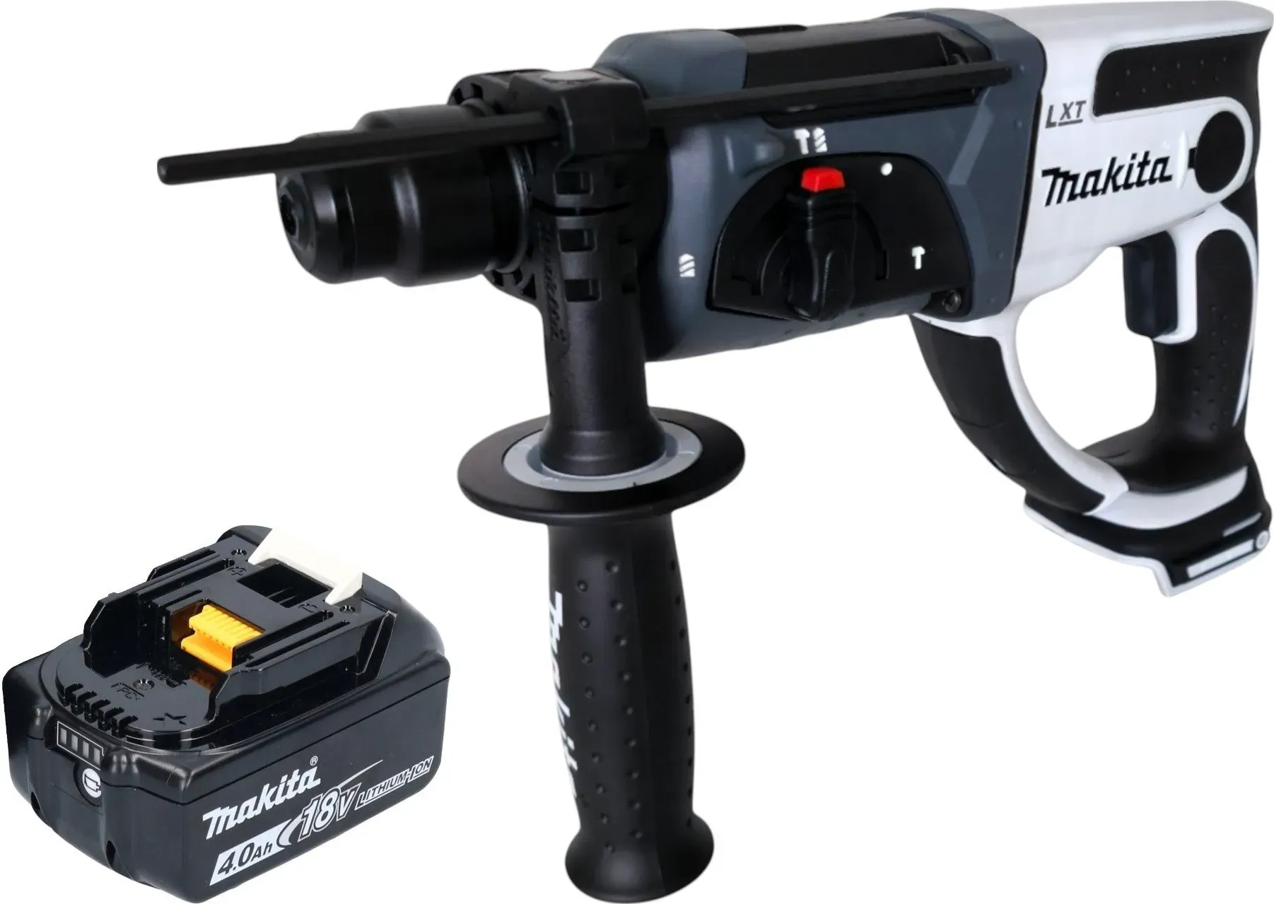 Makita DHR 202 M1W Akku Bohrhammer 18 V 20 mm 2,0 J weiß + 1x Akku 4,0 Ah - ohne Ladegerät