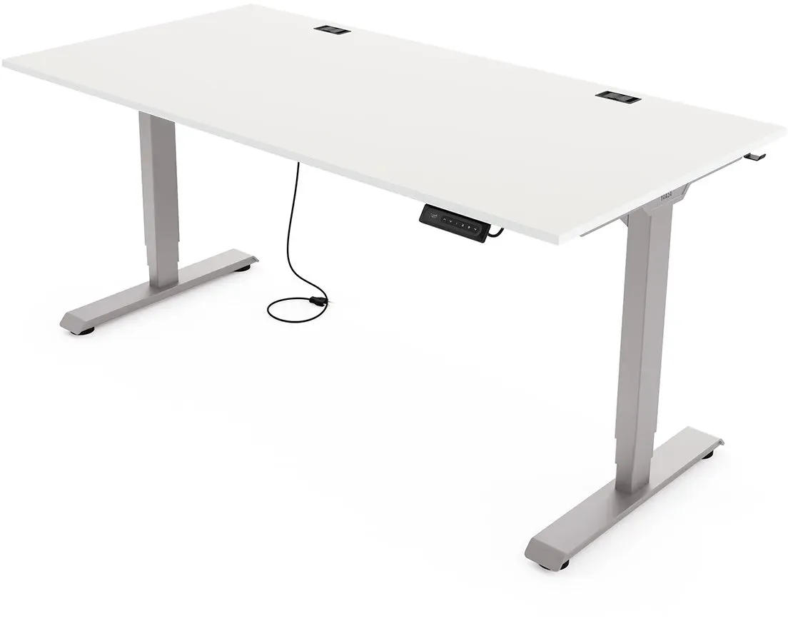 Yaasa Desk Essential, 180x80 cm, Weiß/Grau - Elektrisch höhenverstellbarer Schreibtisch