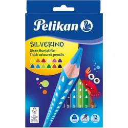 Pelikan Buntstifte Silverino dreieckig dick 5mm VE=12 Farben Schachtel