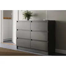home collective Kommode mit 6 Schublade 95, 120, 140 cm breit Holz Schrank (Highboard Anrichte Schlafzimmer Wohnzimmer Flur Büro Organizer), Kommode 100 cm breit Kommode Sideboard, Anthrazit grau 100 cm x 78 cm x 35 cm