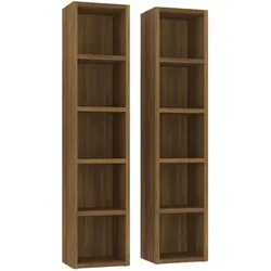 vidaXL CD-Regale 2 Stk. Braun Eichen-Optik 21x16x93,5 cm Holzwerkstoff