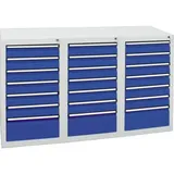 Stumpf Schubladenschrank Serie STS 410, 21 Schubladen enzianblau (18x100, 3x200mm)