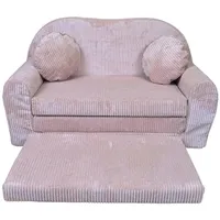 FORTISLINE Kindersofa Kindersofa Rosalia Ausklappbares Sofa aus Cord mit Verlängerung rosa