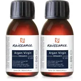 Naissance Marokkanisches Arganöl Nativ BIO (Nr. 228) 100ml – Kaltgepresst – Pflegeöl für Gesicht, Haut, Haare, Bart & Nagelhaut (Packung mit 2)