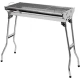 Holzkohlegrill Edelstahl Grill für den Außenbereich, faltbarer einfachen Transport, Garten Hinterhof Party Picknick Reisen Kochen im Freien,73 * 33,5 * 70 cm-Silver
