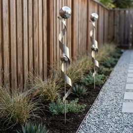 Harms Import Edelstahl Gartenstecker Spiralen Design 140 cm Weiß