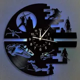 QianZhou-Uk Vinyl-Wanduhr mit Musikaufzeichnung, Geschenk für Science-Fiction-Filmliebhaber, 30,5 cm, LED-Nachtlampe, 7 Farben, leuchtende Wanduhr (A-LED), L