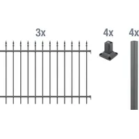 GAH Alberts Alberts Zaun-Grundset Chaussee, Zaun zum Aufschrauben, anthrazit, RAL 7016, 6 m, x 100 cm,