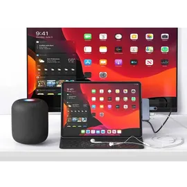 Hyper HD319E-SILBER HyperDrive 4-in-1 USB C Hub iPad Pro - 3.5mm Audio, USB-C Power, USB-A 3.0- Silber