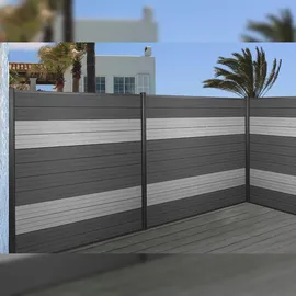 Mendler 4er Set Latten für WPC-Sichtschutz Sarthe, Bretter Windschutz, ca. 1qm ~ 180cm, anthrazit