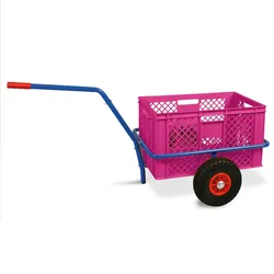 BRB Handwagen mit Kunststoffkorb 600x400x320 mm, pink, Tragkraft 200 kg