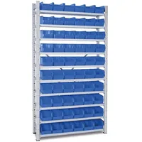 BRB-Lagertechnik BRB Kleinteileregal, verzinkt, HxBxT 2000x1070x315 mm, 10 Böden, bestückt mit 60 Sichtboxen LB 4 Farbe blau