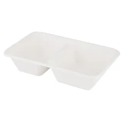 Greenbox Menüschale, rechteckig, 1000 ml, 2-geteilt, Robuste Einwegschale für den Außer-Haus-Verkauf, 1 Packung = 50 Stück