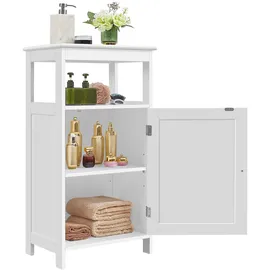 Yaheetech 4-stufiger Bodenschrank mit Einzeltür & Verstellbarem Einlegeboden Standschrank fürs Badezimmer/Wohnzimmer/Küche/Flur/Kleine Räume Weiß