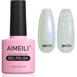 AIMEILI Gel Nagellack Perl Effekt, Transparent Perl Schimmer Glänzend Glitzer Gel UV LED Soak Off Pearl Nail Polish - 10ml
