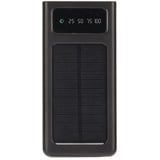 Solar-Powerbank, Tragbares 20000-mAh-Solartelefon-Ladegerät mit Taschenlampe, Unterstützt die Leistungsanzeige, Zwei Ausgangsanschlüsse, Kompatibel für USB-Micro-USB-Geräte (Schwarz)