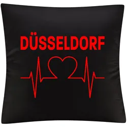 multifanshop Kissenbezug - Düsseldorf - Herzschlag - Druck rot - Kissen