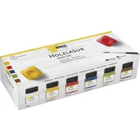 Kreul Acryl Holzlasur Set 6 St. 20 ml Weiß/Sonnengelb/Cherry/Ultramarin/Pistazie/Maron