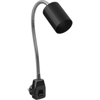 Ledscom.de Steckdosenleuchte/Leselampe WAIKA, Schwanenhals, Schalter, schwarz, 1x GU10 max.