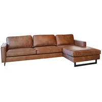 KAWOLA Ecksofa VILNIUS 3-Sitzer mit Longchair rechts Kunstleder mit Lederanteil cognac
