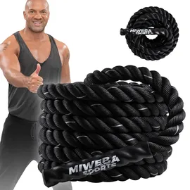 MIWEBA Sports Battle Rope BR100, 9 oder 12 m langes Trainingsseil, 3-Strang Twisted-Design, Ø 4 cm (12,0 m)